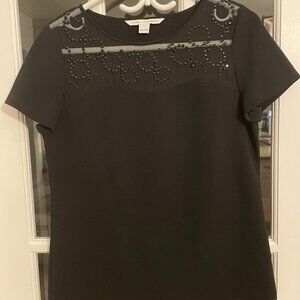 DVF Black Sequin Top